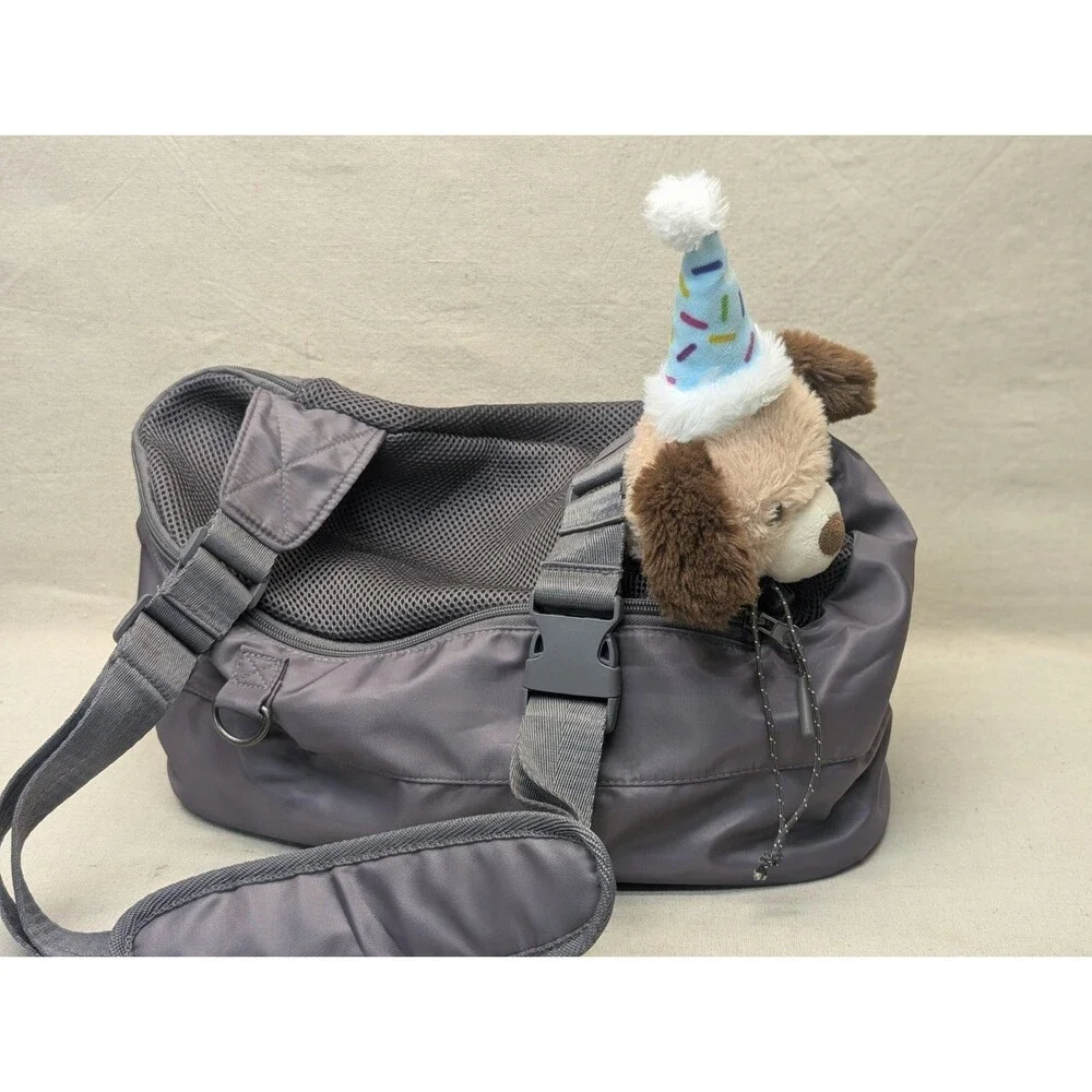 Top Paw Small Pet Carrier Gray Adjustable Strap With Side Open Storage *No Dog*